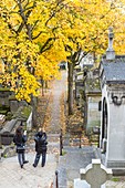 France, Paris, the Pere Lachaise cemetery in autumn