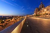 France, Bouches du Rhone, Marseille, Euromediterranee zone, La Joliette district, Esplanade John Paul II and La Major cathedral (19th century)