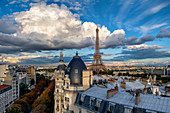 France, Paris, area listed as World Heritage by UNESCO, Haussmann building and Eiffel Tower