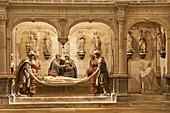 France, Cher, Saint Etienne de Bourges Cathedral, listed as World Heritage by UNESCO, the Ghotic crypt, Entombment of Christ