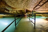France, Cote-d'Or, Beze, the Caves of Beze, the underground river at the beginning of the season