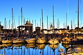 France, Charente-Maritime, La Rochelle, the Vieux Port (Old Port) with Saint Nicolas tower, Chain tower and Tour de la Lanterne (Lantern tower)