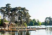 France, Paris, Bois de Boulogne, Lower Lake, boat rental chalet
