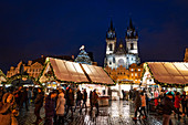 Christmas markets in Prague's Old Town Square, UNESCO World Heritage Site, Prague, Czech Republic, Europe