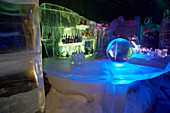 Bar - Gallery Magic Ice in the port of Svolvaer, Vestfjorden, Vestfjord, Nordland Province, Lofoten, Norge, Norway, Europe