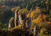 The Glove Rock Formation, Ojcow National Park, Krakow-Czestochowa Upland (Polish Jura), Lesser Poland Voivodeship, Poland, Europe