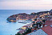 Aerial view of Dubrovnik's old town, UNESCO World Heritage Site, Dubrovnik, Croatia, Europe