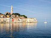 The Old Town with reflections early morning, Rovinj, Istria, Croatia, Europe