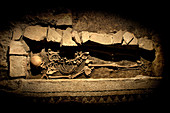Early medieval burials in the late antique building area between 6th and 7th century BC, The Surgeon's Domus (Domus del Chirurgo), Rimini, Emilia Romagna, Italy, Europe