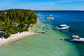 Gebiet durch Drohne von Starfish Point auf Water Cay, Grand Cayman, Kaimaninseln, Karibik, Mittelamerika