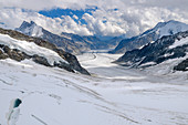 View of Jungfraufirn Glacier and Konkordiaplatz, Jungfraujoch, Bernese Oberland, UNESCO World Natural Heritage Swiss Alps Jungfrau-Aletsch, Bernese Alps, Bern, Switzerland