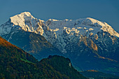 Hoher Göll und Hohes Brett verschneit, Berchtesgadener Alpen, Berchtesgaden, Oberbayern, Bayern, Deutschland