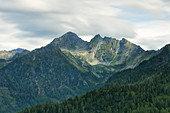 Blick auf den Höchstein und Zwiesling vom Plainai-Panorama-Wanderweg aus, Steiermark, Österreich