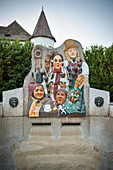 Brunnen vor Oberes Schloss in Immendingen, Landkreis Tuttlingen, Baden-Württemberg, Donau, Deutschland