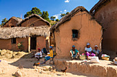 People in village near Ampefy, Merina tribe, central highlands, Madagascar, Africa