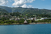 View of Papeete from the Aremiti 2 ferry that commutes between Tahiti and Moorea, Papeete, Tahiti, Windward Islands, French Polynesia, South Pacific