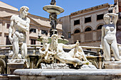 Pretoria fountain, old town of Palermo, Sicily, Italy
