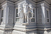 Dekoration mit dreiköpfigem Elefanten auf Stupa am Berg Phnom Oudong, Oudong (Udong), Kampong Speu, Kambodscha, Asien