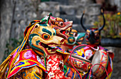 Bhutanese people performing the masked Cham Dance, Paro, Bhutan, Asia