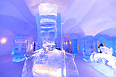 Sorrisniva Igloo Hotel, Schnee- oder Eishotel, markante Skulptur, Lobby, Winter, Alta, Finnmark, Polarkreis, Nordnorwegen, Skandinavien, Europa