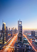 View over Sheikh Zayed Road to Chelsea Tower, Dubai, United Arab Emirates