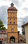Segringer Tor with a baroque onion roof in Dinkelsbühl, Middle Franconia, Bavaria, Germany