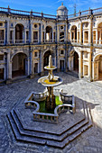 Main cloister and fountain, Castle and Convent of the Order of Christ (Convento do Cristo), UNESCO World Heritage Site, Tomar, Santarem district, Portugal, Europe
