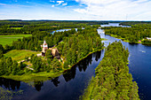 Luftaufnahme von Petaejeveden (Petajavesi) einschließlich der alten Kirche, UNESCO-Weltkulturerbe, Finnland, Europa