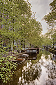 Barges on city canal.