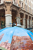 Umbrella depicting Italian landmarks, Florence, Italy