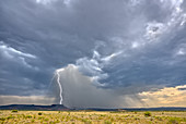 A massive monsoon storm moving over Matterhorn Mesa north of Drake, viewed from Forest Service Road 492, Arizona, United States of America, North America
