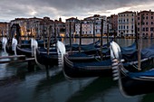 Grand Canal at dusk, Fondamenta de la Salute, Venice, Veneto, Italy, Europe