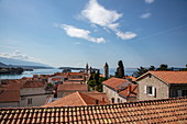 View over roofs of the old town, Rab, Primorje-Gorski Kotar, Croatia, Europe