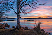 Sonniger Februarabend an den Ostersee, Bayern, Deutschland, Europa