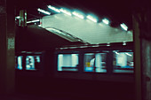 Shot of the subway station at Columbusplatz in retro film optics, Munich, Germany