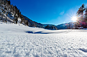 Weitsee near Reit im Winkl in winter Chiemgau, Bavaria, Germany