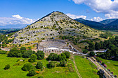 Luftaufnahme durch Drohne von Philippi, UNESCO-Weltkulturerbe, Mazedonien, Griechenland, Europa