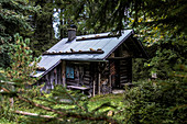 Old service hut on Teisenberg, Chiemgau Alps, Inzell, Bavaria, Germany