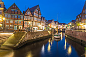 Evening at the old Hanseatic harbor in Stade, Lower Saxony, Germany