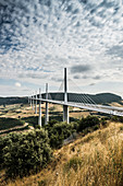 Motorway bridge over the Tarn, Millau Viaduct, built by Michel Virlogeux and Norman Foster, Millau, Aveyron, Midi-Pyrénées, France