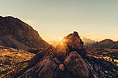 Sonnenaufgang in den Bergen im Rätikon, Vorarlberg, Österreich, Europa