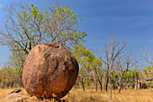 Spherical rock in the middle of the outback, near Edith Falls, Northern Territory, Australia