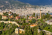 Blick vom Burgberg auf die Stadt Alanya, Türkische Riviera, Mittelmeerregion, Kleinasien,Türkei