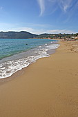 Sandy beach in Agios Georgios Pagon on the north coast of Corfu Island, Ionian Islands, Greece