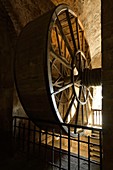 France, Manche, the Mont-Saint-Michel, the hoist winch wheel