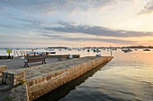 France, Morbihan, Sarzeau, the port of Logeo at sunrise