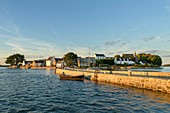France, Morbihan, Belz, Saint-Cado island on Etel river at sunset