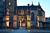 France, Finistere, stop on the Way of St James, St Thegonnec, parish enclosure, the church and the calvary