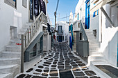 The white washed old town of Horta, Mykonos, Cyclades, Greek Islands, Greece, Europe
