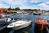 Hafen der historischen Hafenstadt Grimstad, Agder County, Norwegen, Skandinavien, Europa